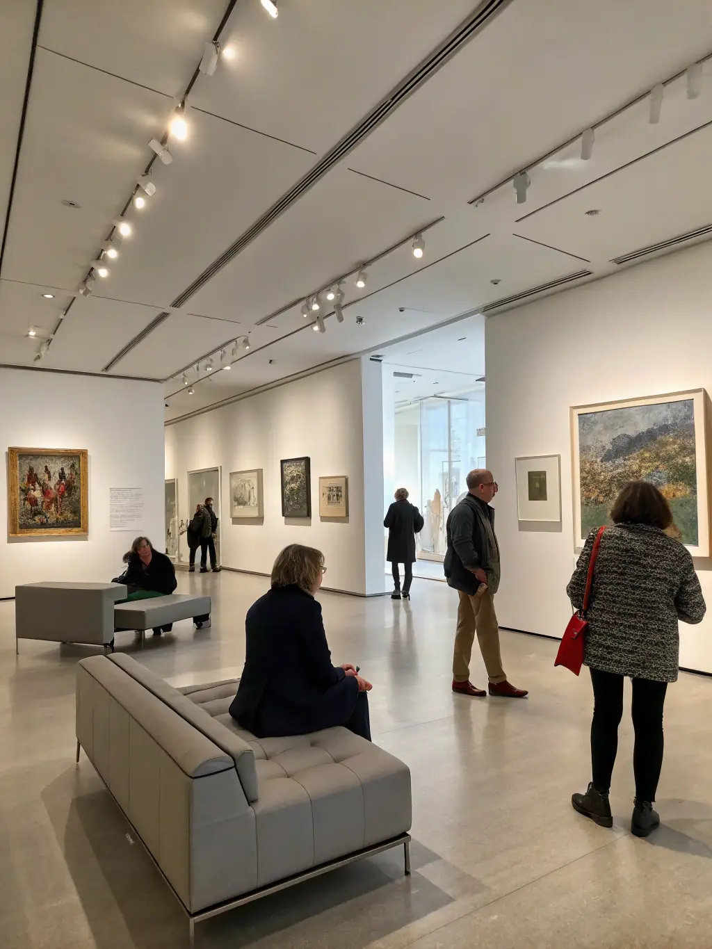 A photograph of a contemporary art exhibition at ART AT THE HEART OF THE VINES, featuring unconventional art pieces and visitors appreciating the diverse artistic expressions.